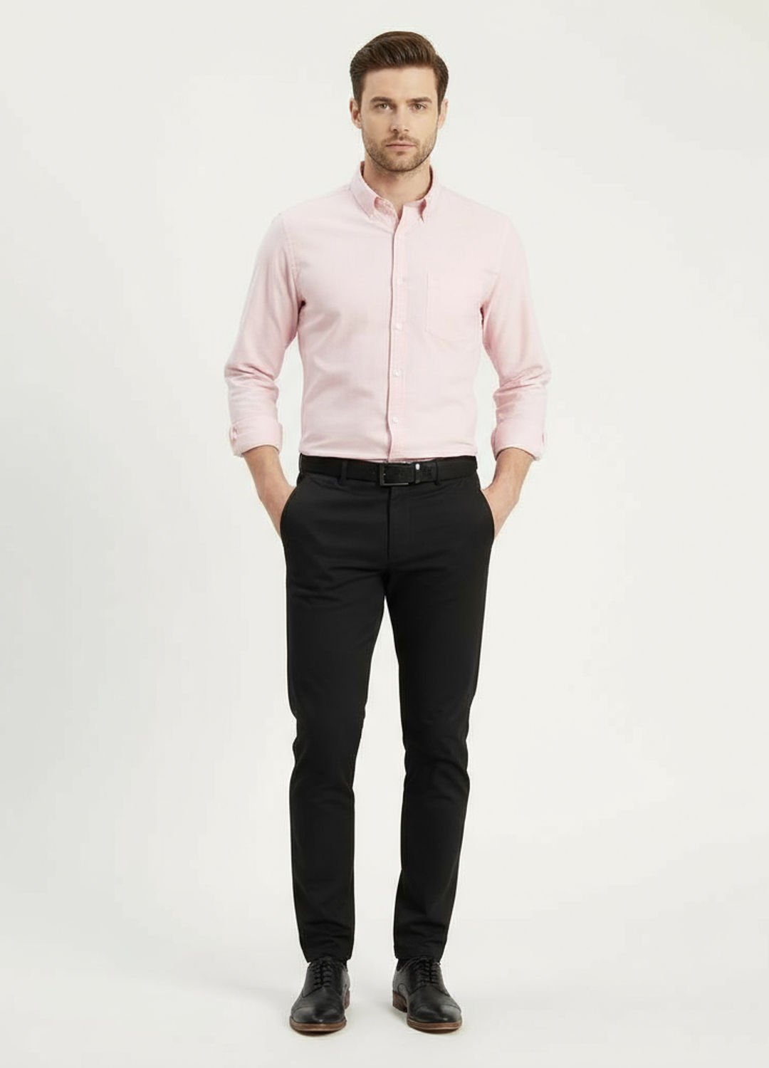 Soft Sophistication: Pink Formal Shirt Ensemble